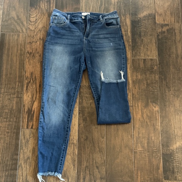 Cello Denim - Cello Women's Ripped Dark Blue Skinny Jeans